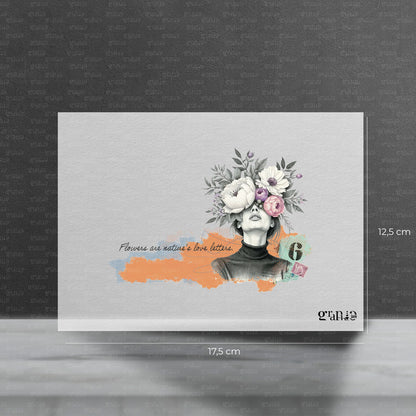 Illustration mit Blumenkopf - Bügelbild zum aufbügeln auf textilien