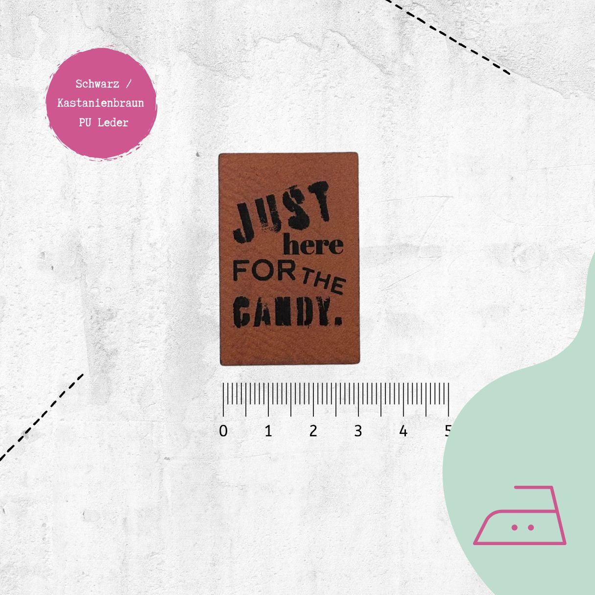 Kunstlederlabel "Just here for the candy" zum Aufbügeln | X-Mas Special