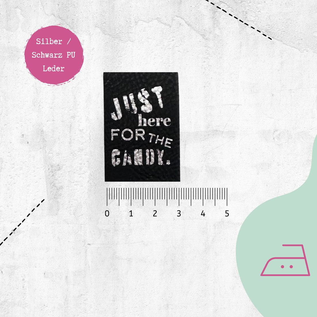 Kunstlederlabel &quot;Just here for the candy&quot; zum Aufbügeln | X-Mas Special