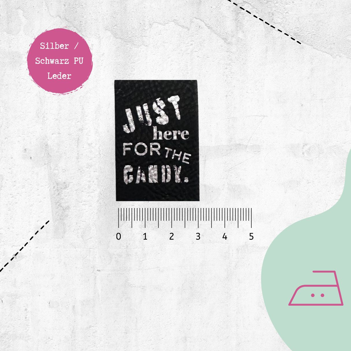 Kunstlederlabel &quot;Just here for the candy&quot; zum Aufbügeln | X-Mas Special