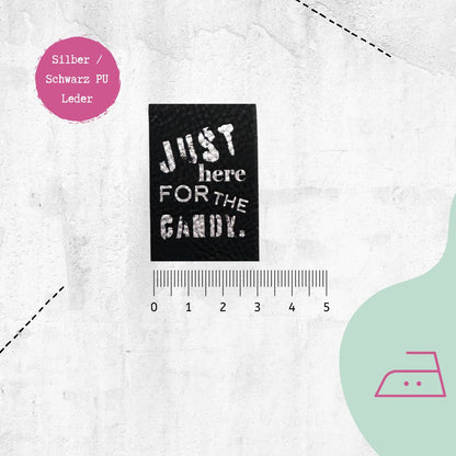 Kunstlederlabel "Just here for the candy" zum Aufbügeln | X-Mas Special
