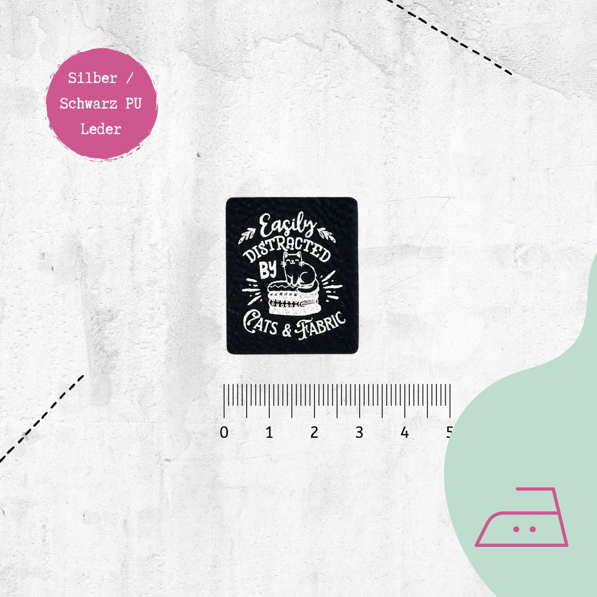 Kunstlederlabel "Cats &amp; Fabric" zum Aufbügeln