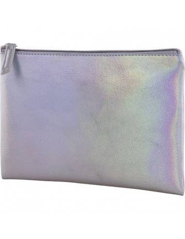 Irisierende Kosmetiktasche  – trendiger Schimmer-Look in Silber