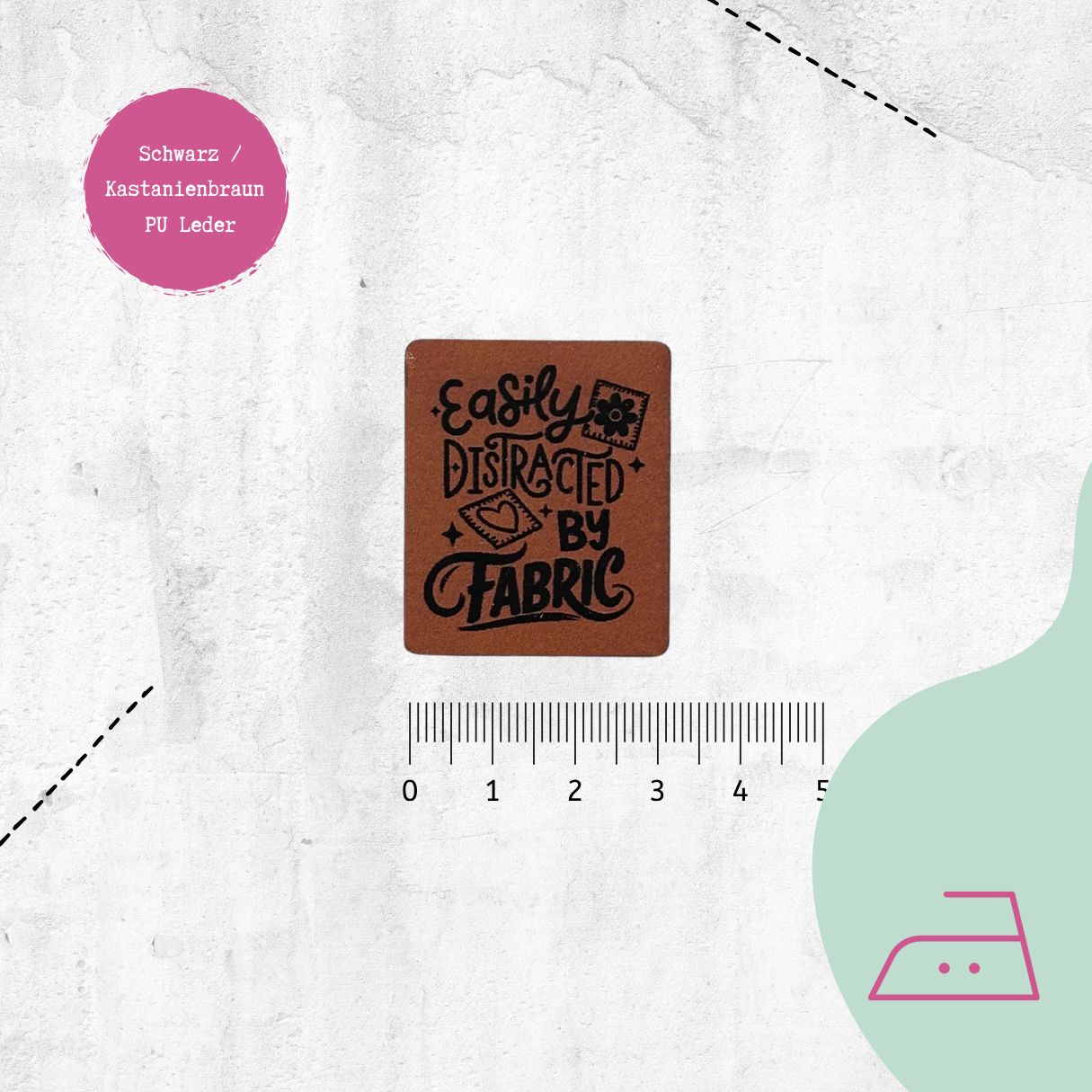 Kunstlederlabel "Easily Distracted" zum Aufbügeln