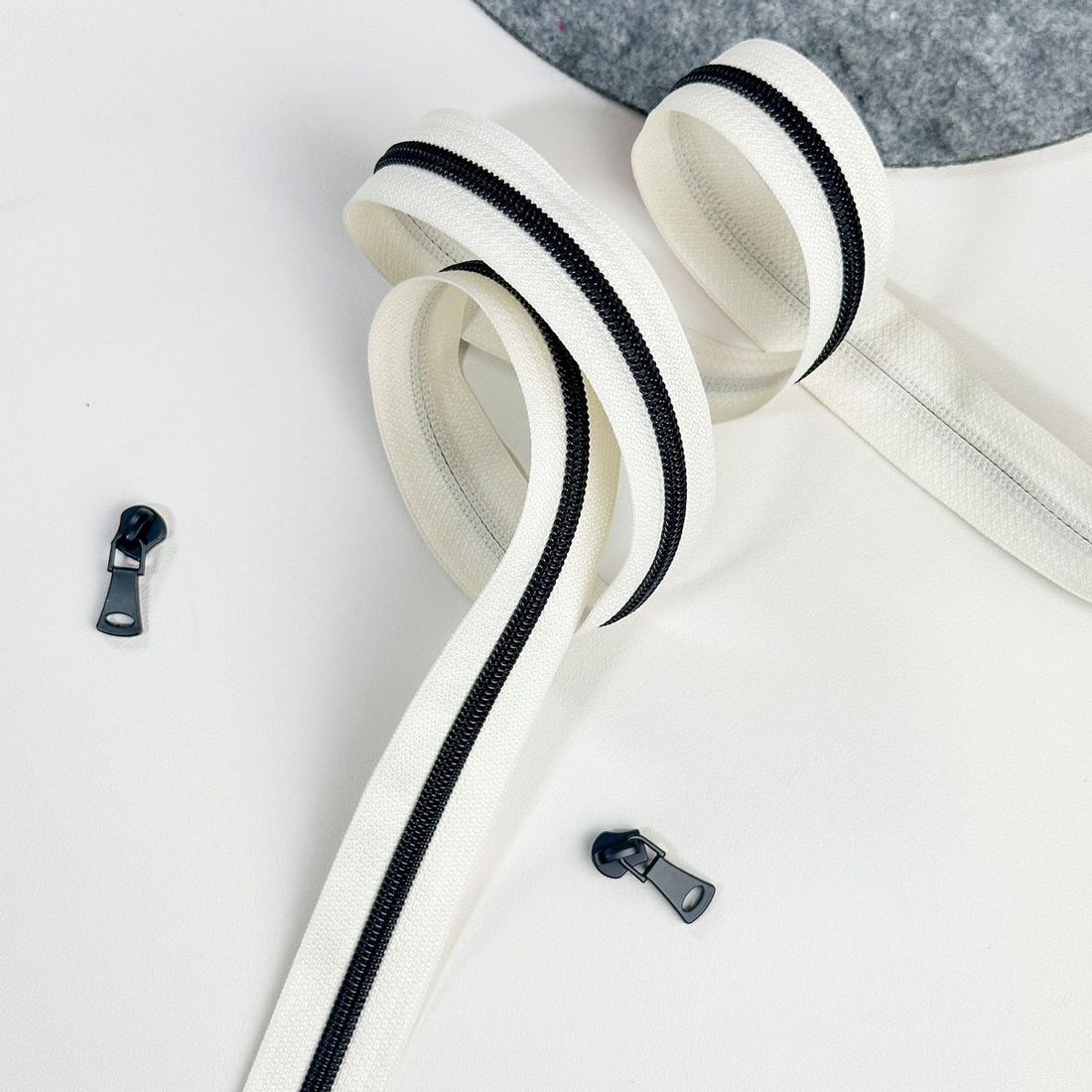 Reißverschluss Endlos Off White Schwarz