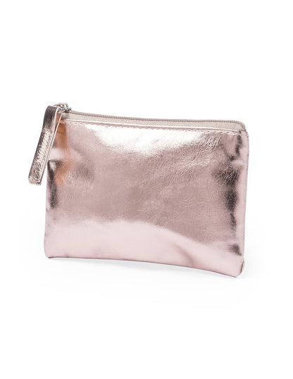 Kulturbeutel aus Metallic-PU-Leder – stylisch &amp; personalisierbar in Rosé, Gold &amp; Silber