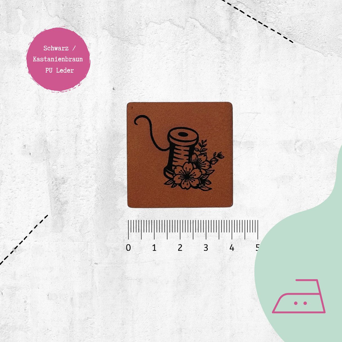 Kunstlederlabel &quot;Nähspule&quot; zum Aufbügeln