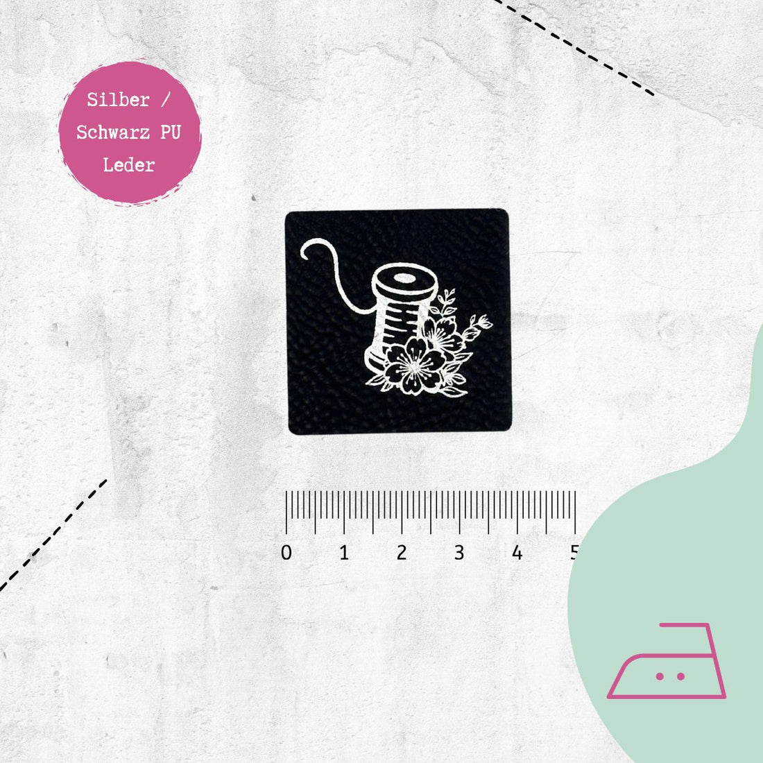 Kunstlederlabel &quot;Nähspule&quot; zum Aufbügeln