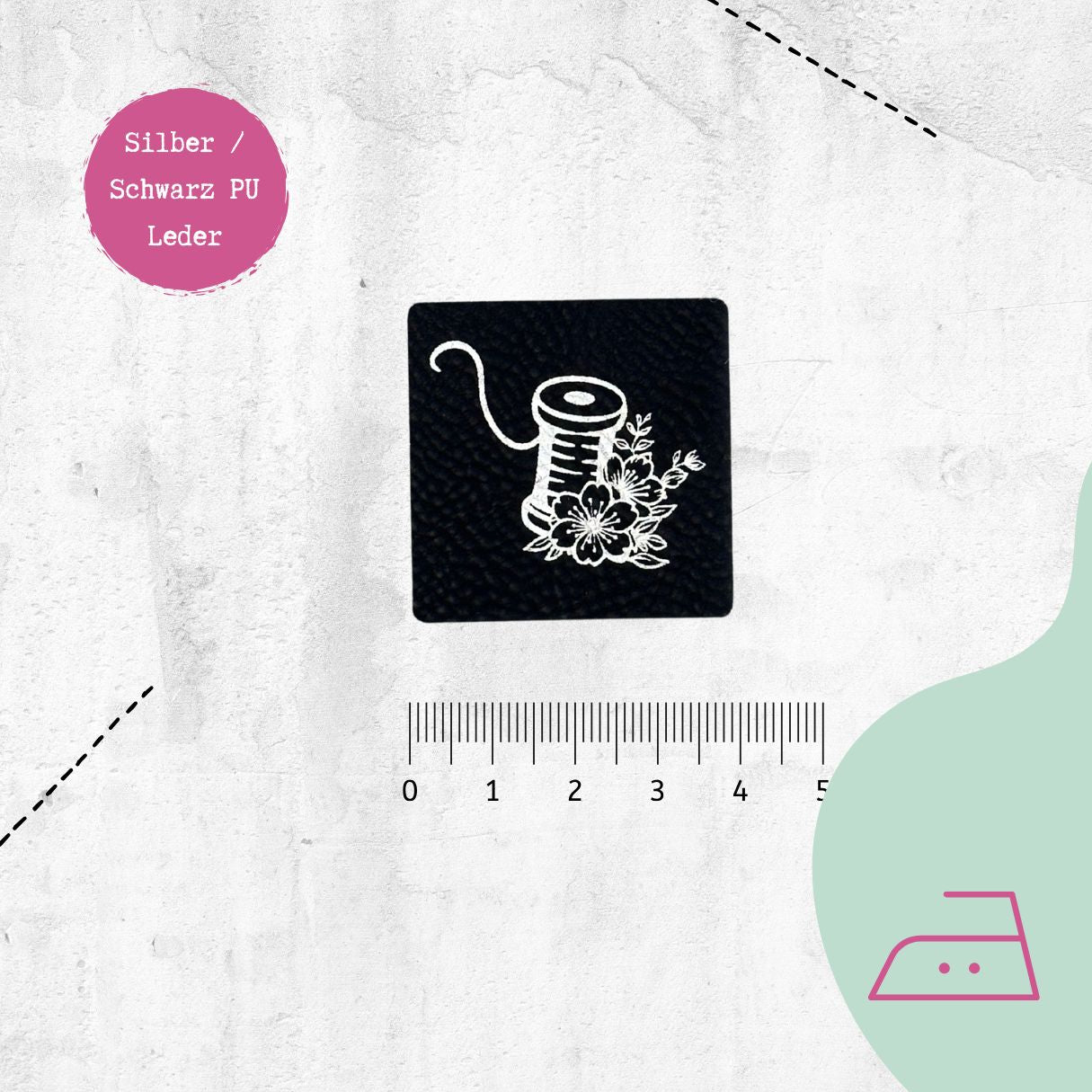 Kunstlederlabel &quot;Nähspule&quot; zum Aufbügeln