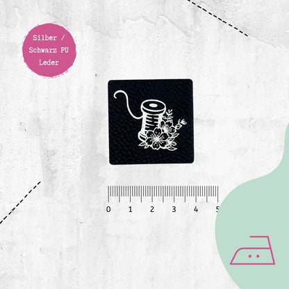 Kunstlederlabel &quot;Nähspule&quot; zum Aufbügeln