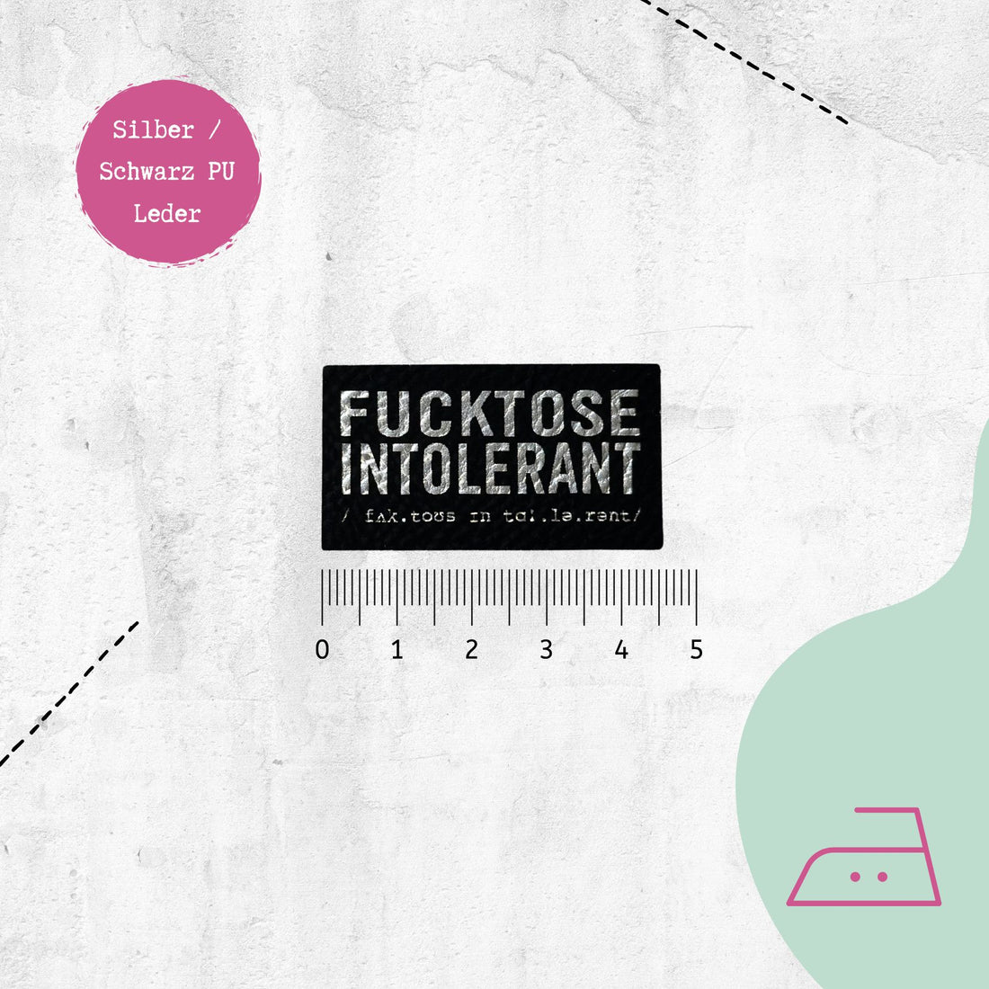 Kunstlederlabel "Fucktose intolerant" klein zum Aufbügeln