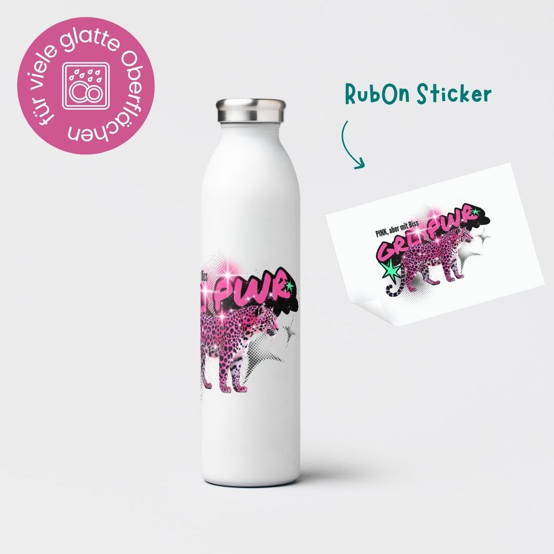 Rub-On Sticker &quot;Pink aber mit Biss - GRL PWR&quot;