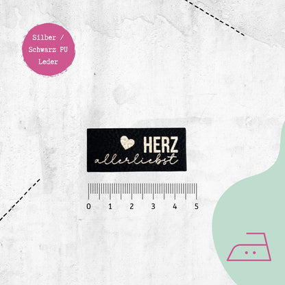 Kunstlederlabel &quot;Herzallerliebst&quot; zum Aufbügeln