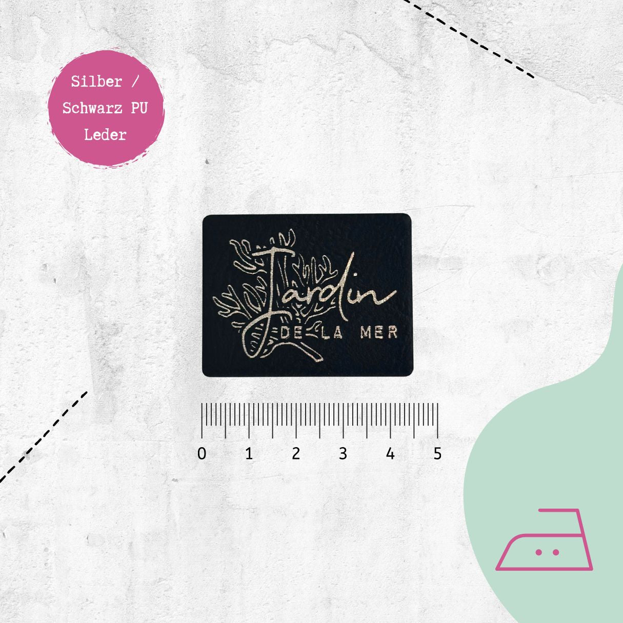 Kunstlederlabel "Jardin de la mer" zum Aufbügeln