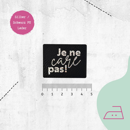 Kunstlederlabel "Je ne care pas" zum Aufbügeln