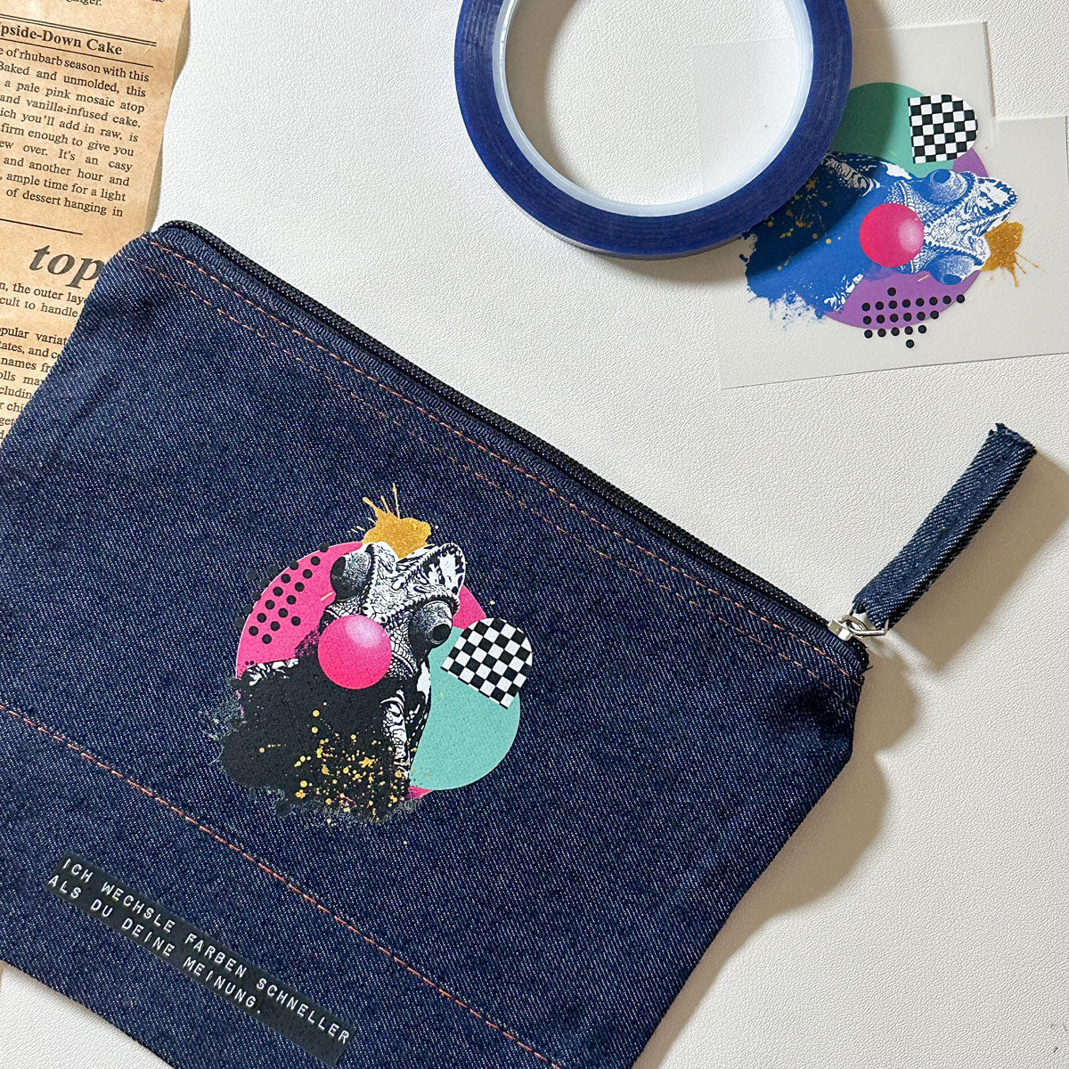 Kosmetiktasche aus recyceltem Denim – nachhaltig &amp; praktisch mit Reißverschluss