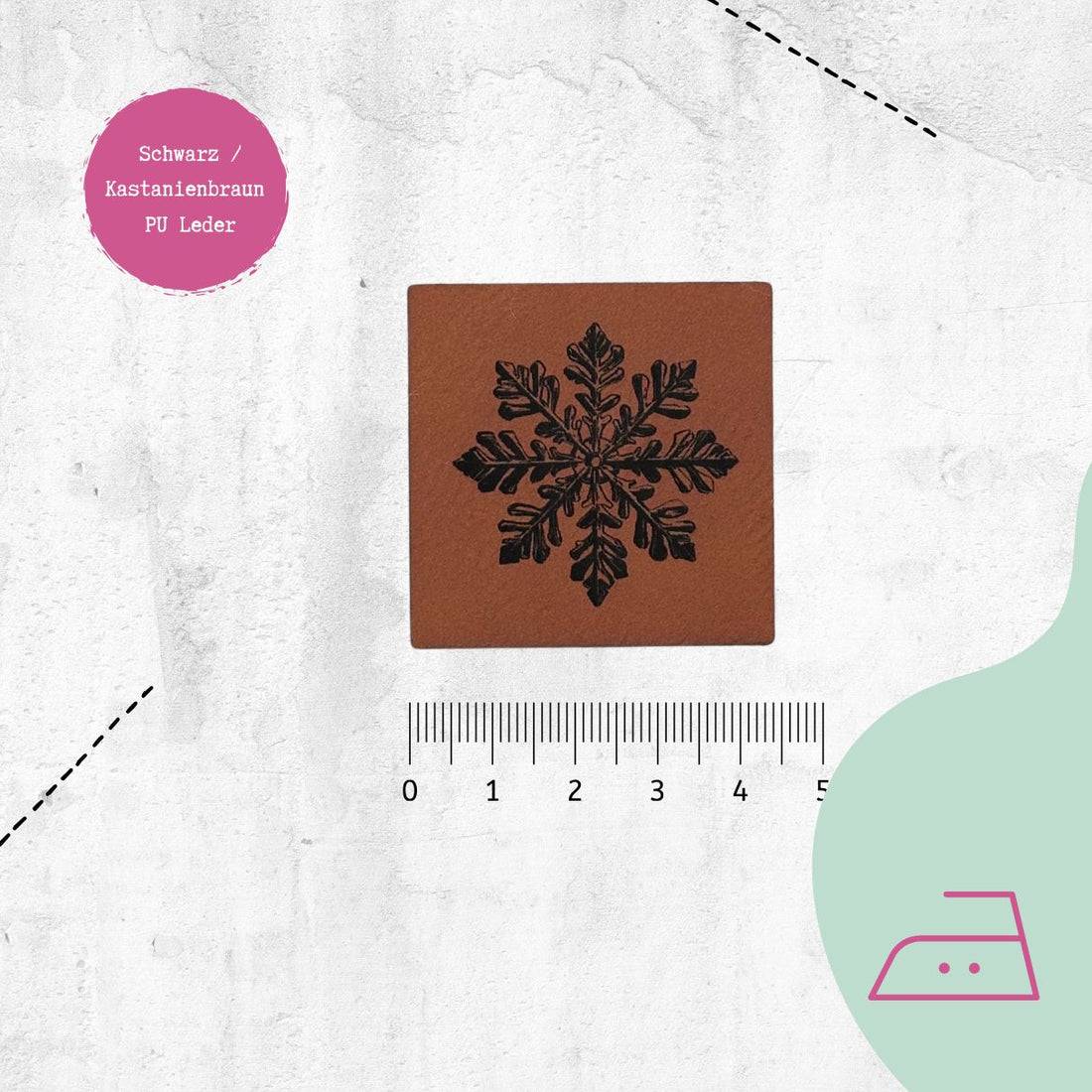 Kunstlederlabel &quot;Schneeflocke&quot; zum Aufbügeln | X-Mas Special