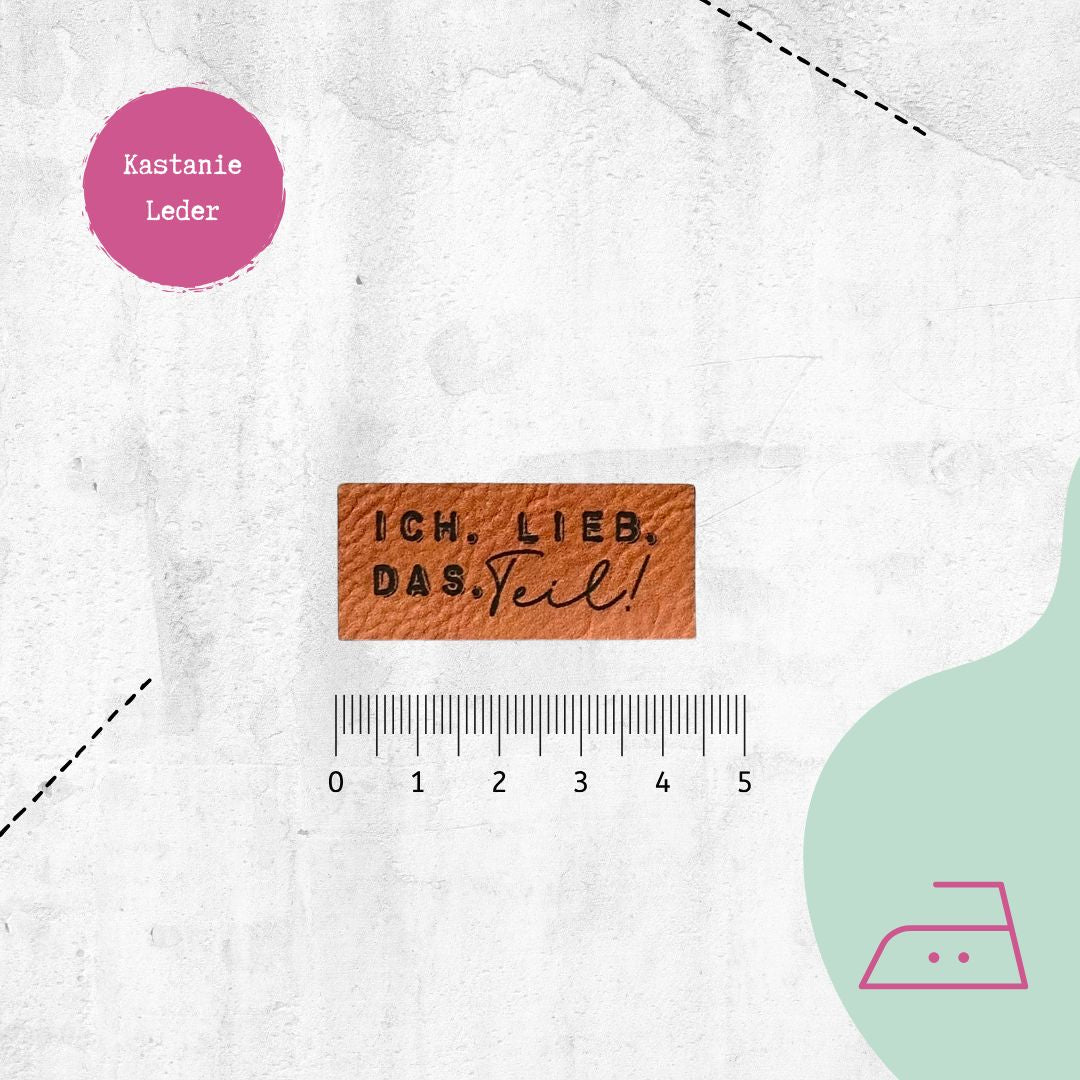 Kunstlederlabel "Ich.Lieb.Das.Teil" zum Aufbügeln