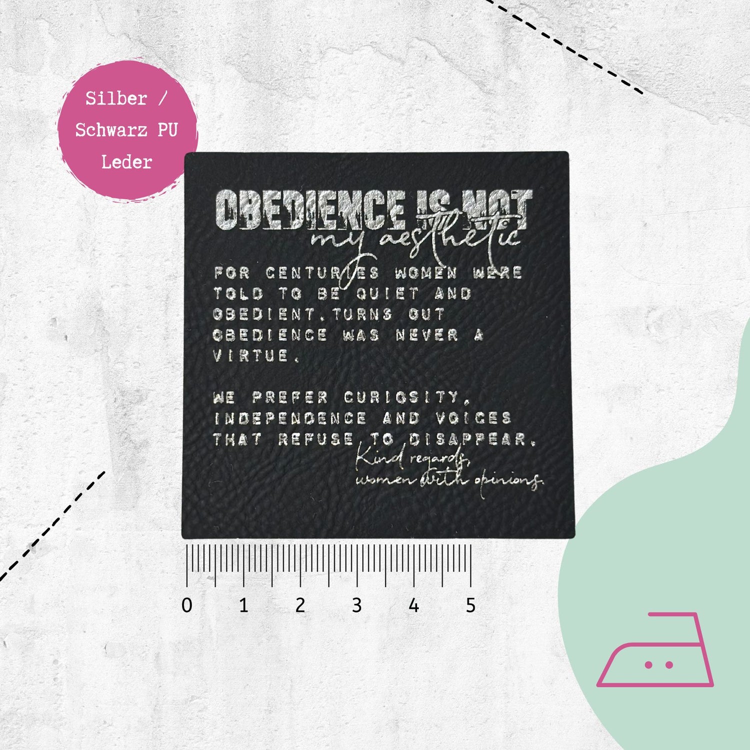 Kunstlederlabel "Obedience is not my aesthetic" - XXL | Aufbügelbar