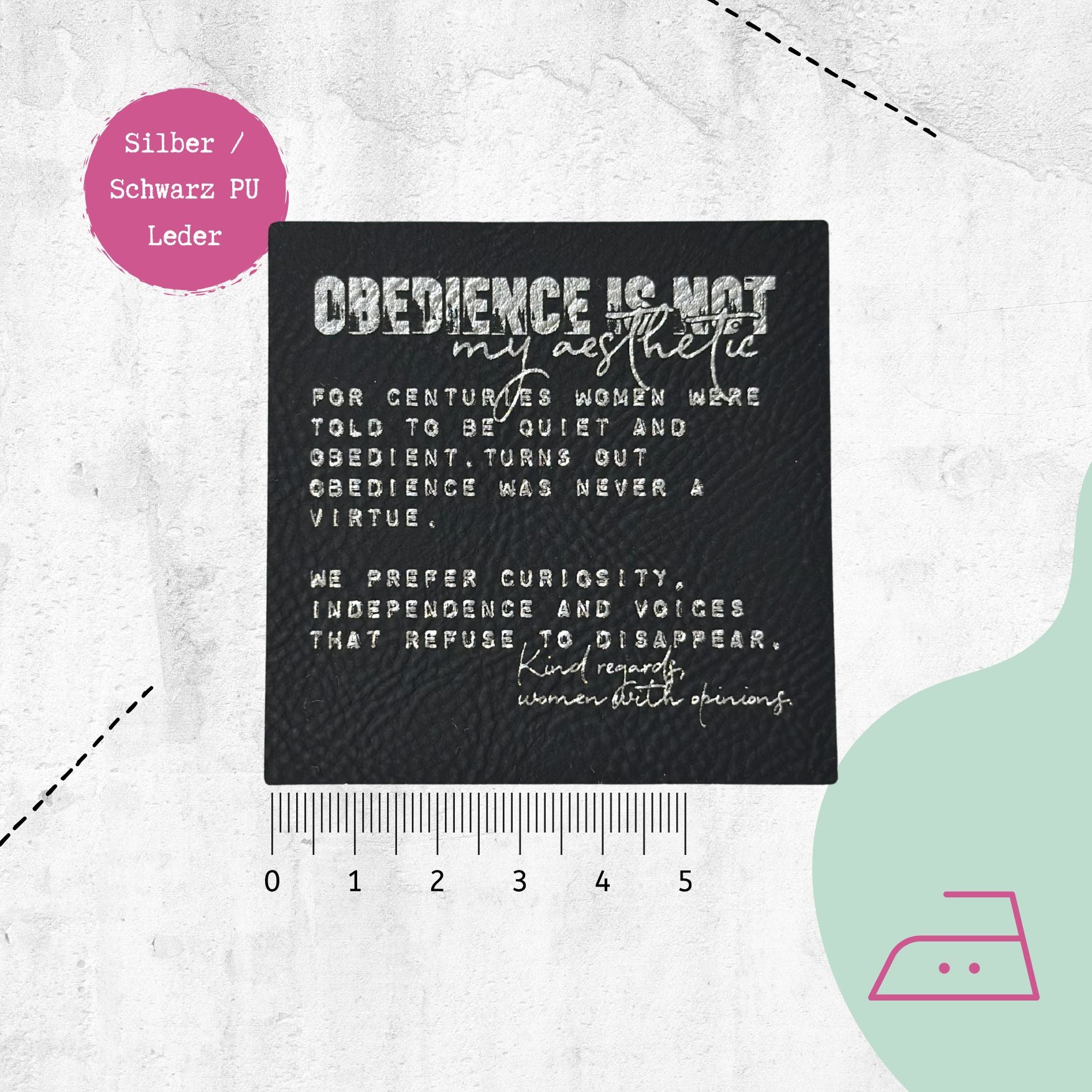 Kunstlederlabel "Obedience is not my aesthetic" - XXL | Aufbügelbar