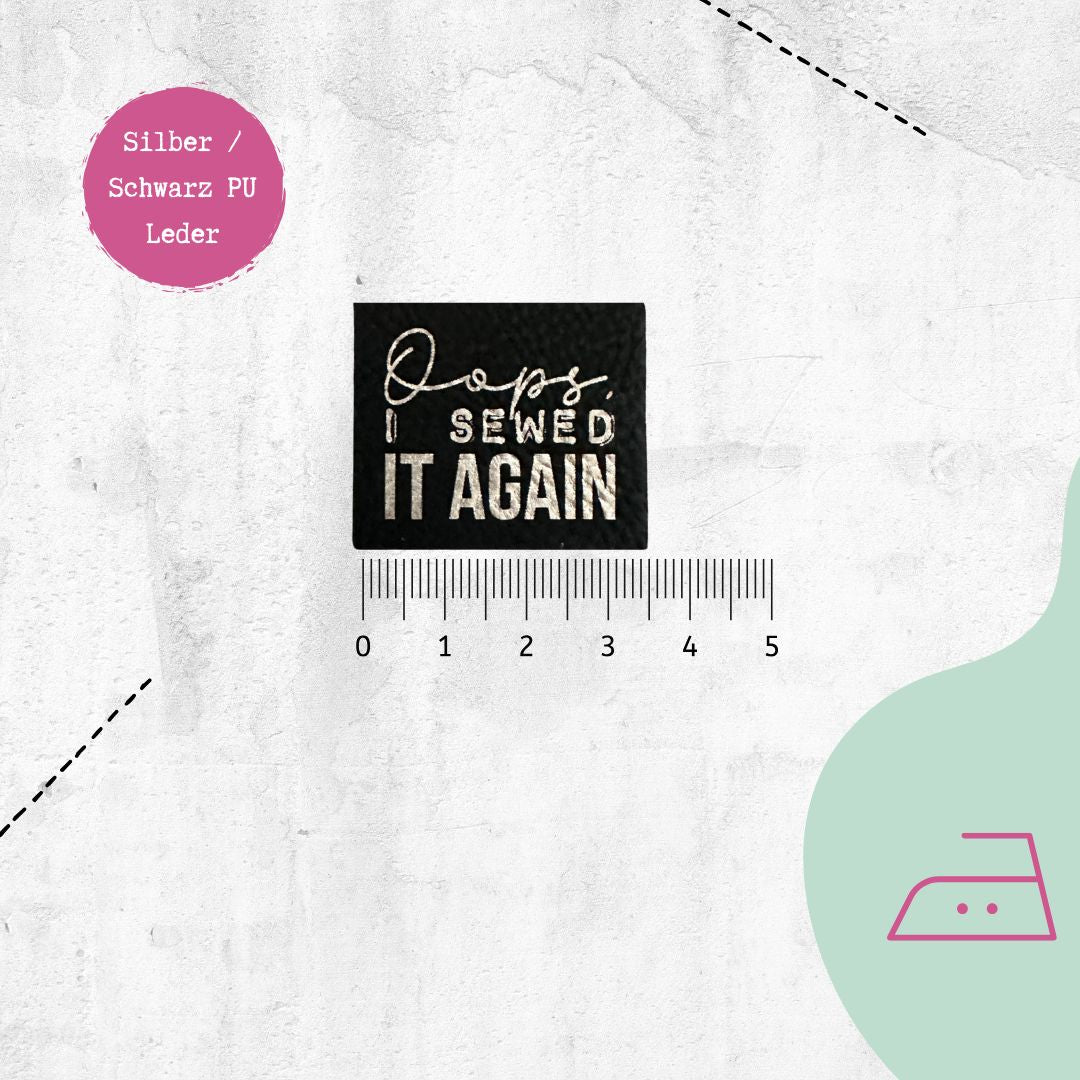 Kunstlederlabel &quot;Oops i sewed it again&quot; zum Aufbügeln