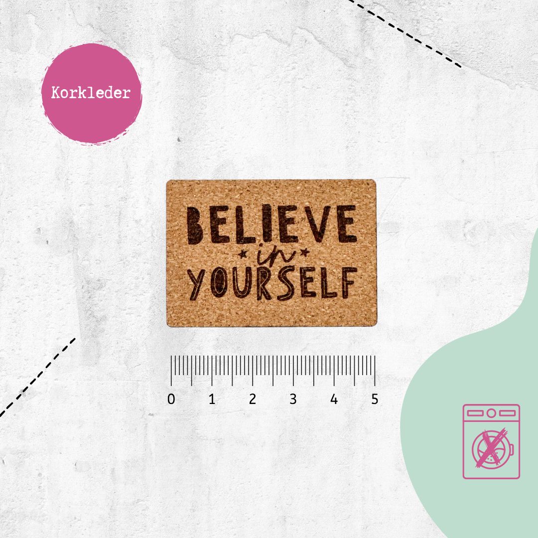 Kunstlederlabel &quot;Believe in yourself&quot; für Accessoires - Graphic Jam 