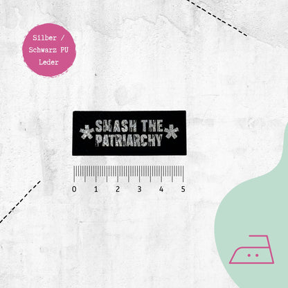 Kunstlederlabel "Smash the patriarchy" zum Aufbügeln