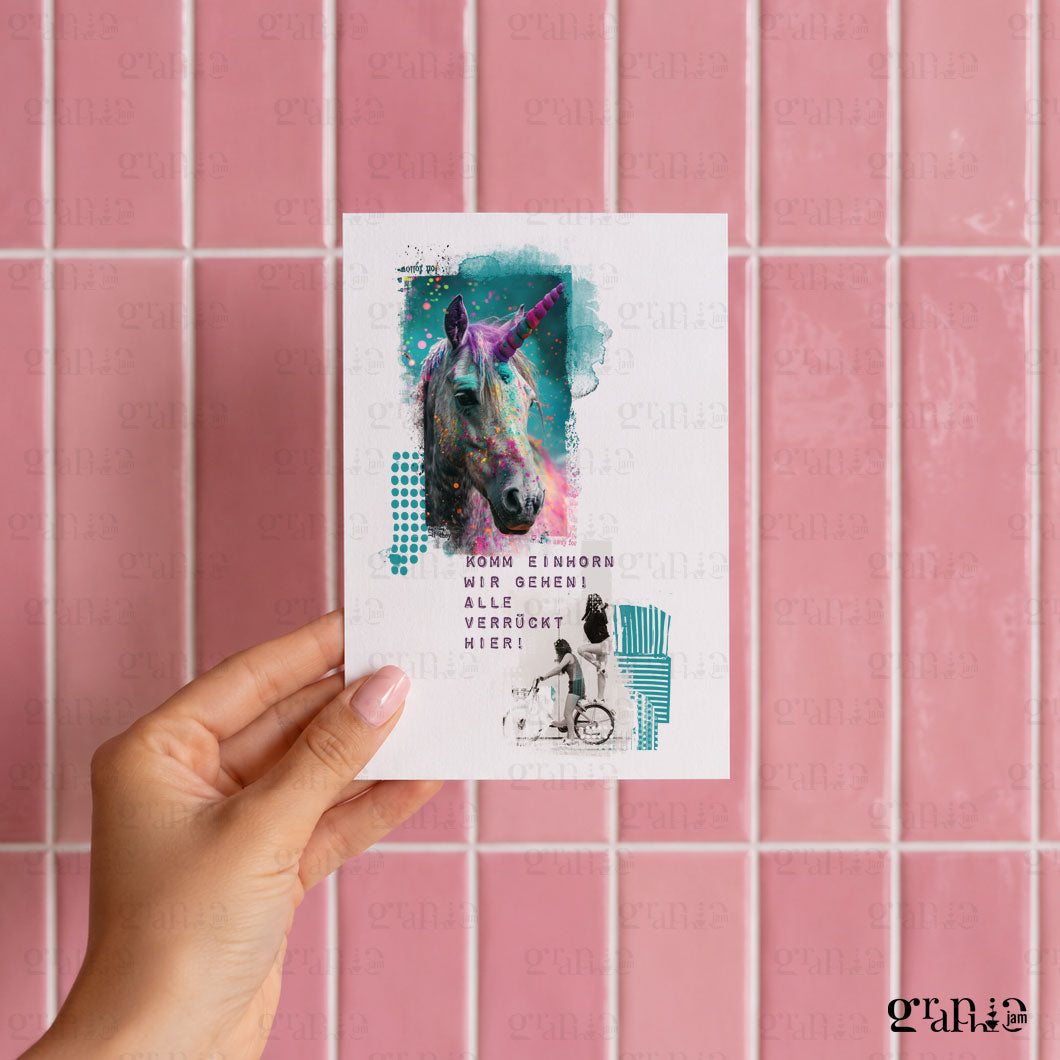 Postkarte Komm Einhorn A6 | Vorbestellung