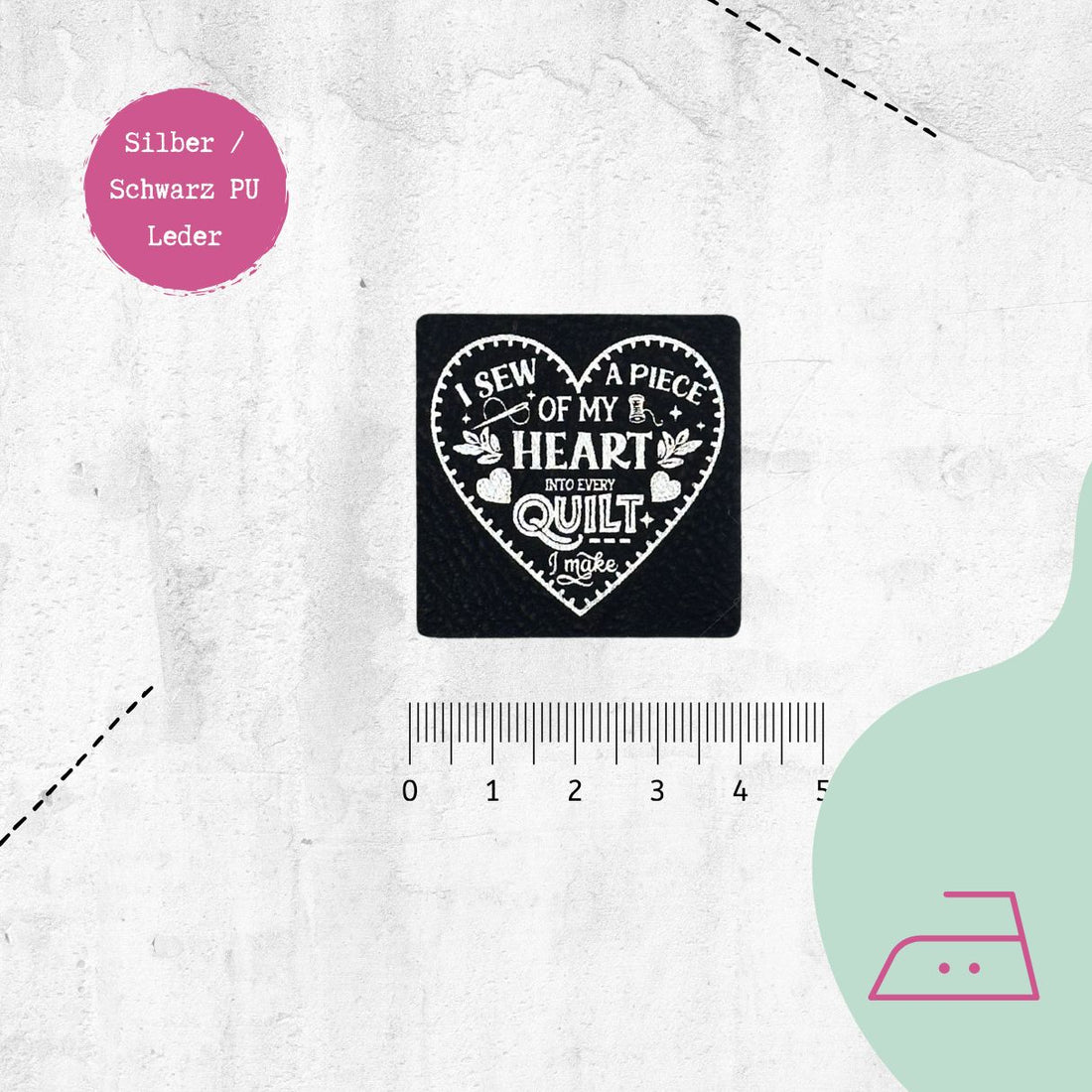 Kunstlederlabel &quot;Quilt Herz&quot; zum Aufbügeln