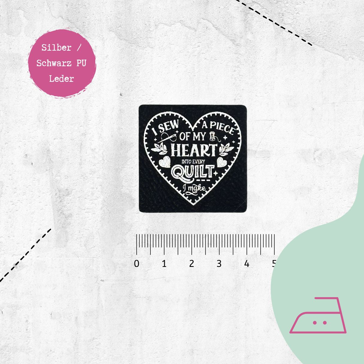 Kunstlederlabel &quot;Quilt Herz&quot; zum Aufbügeln