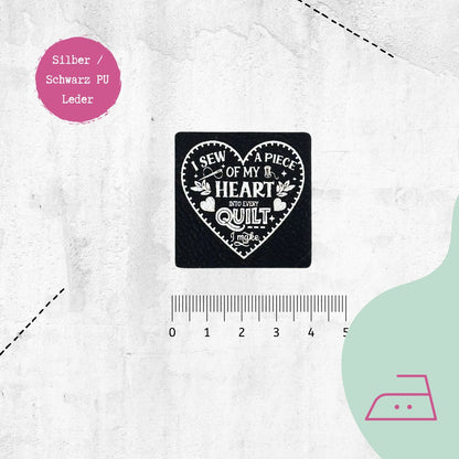 Kunstlederlabel &quot;Quilt Herz&quot; zum Aufbügeln