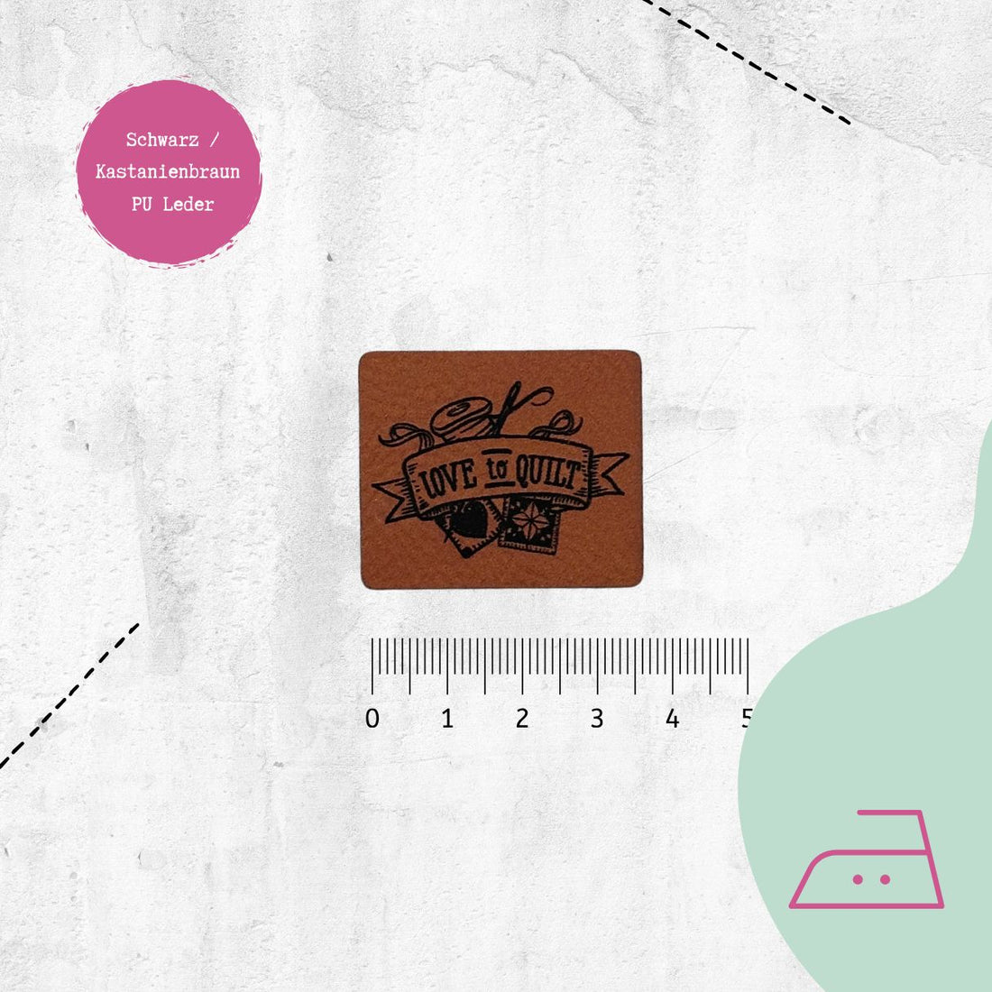 Kunstlederlabel &quot;Love to quilt&quot; zum Aufbügeln