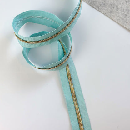 Reißverschluss Endlos Glacier Blue Gold