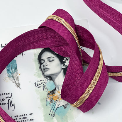 Reißverschluss Endlos Amaranth Gold