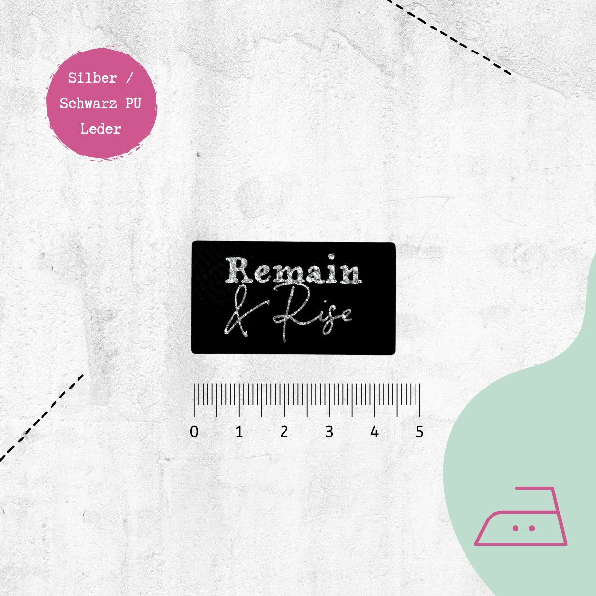 Kunstlederlabel "Remain &amp; Rise" zum Aufbügeln