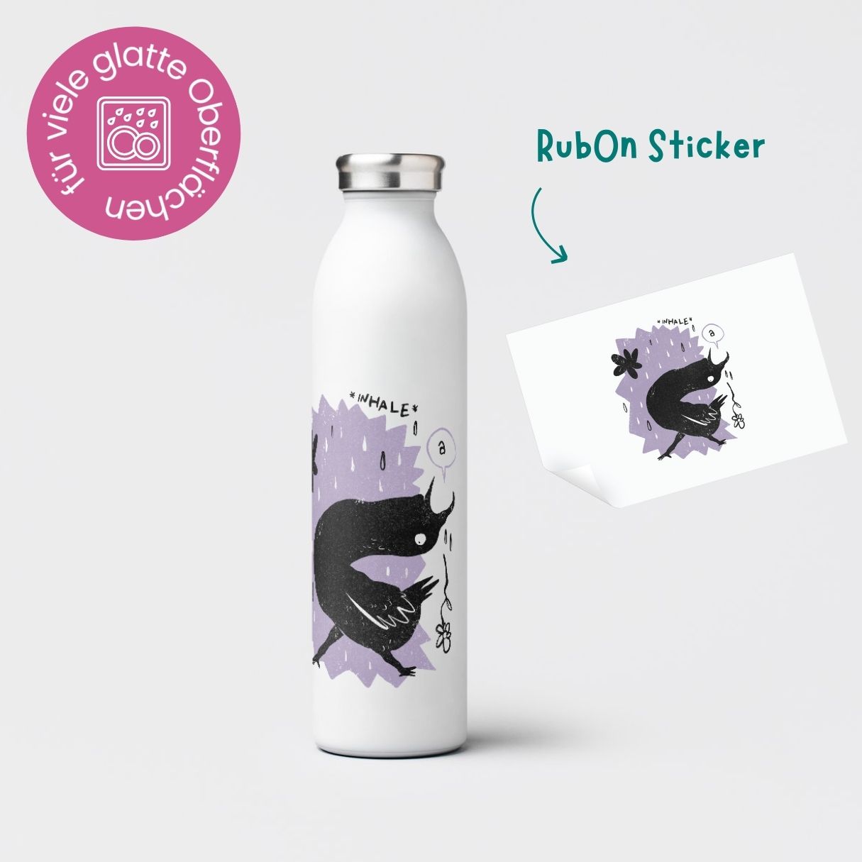 Rub-On Sticker "Inhale" Vogel