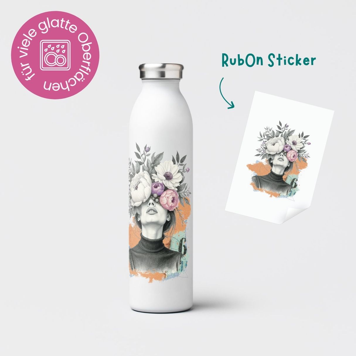 Rub-On Sticker "Flower Loveletters"