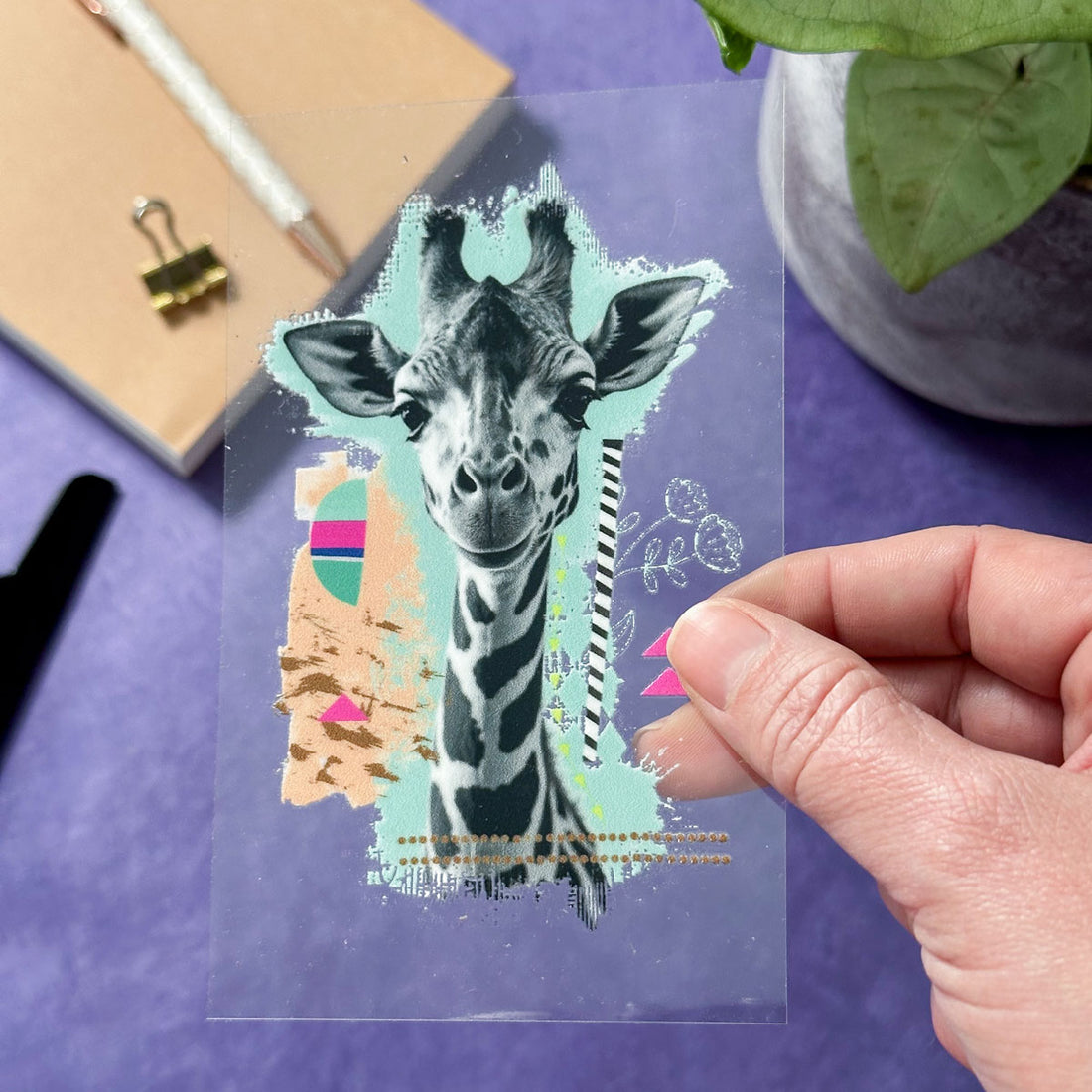 Spülmaschinenfester, UV Aufkleber Giraffe
