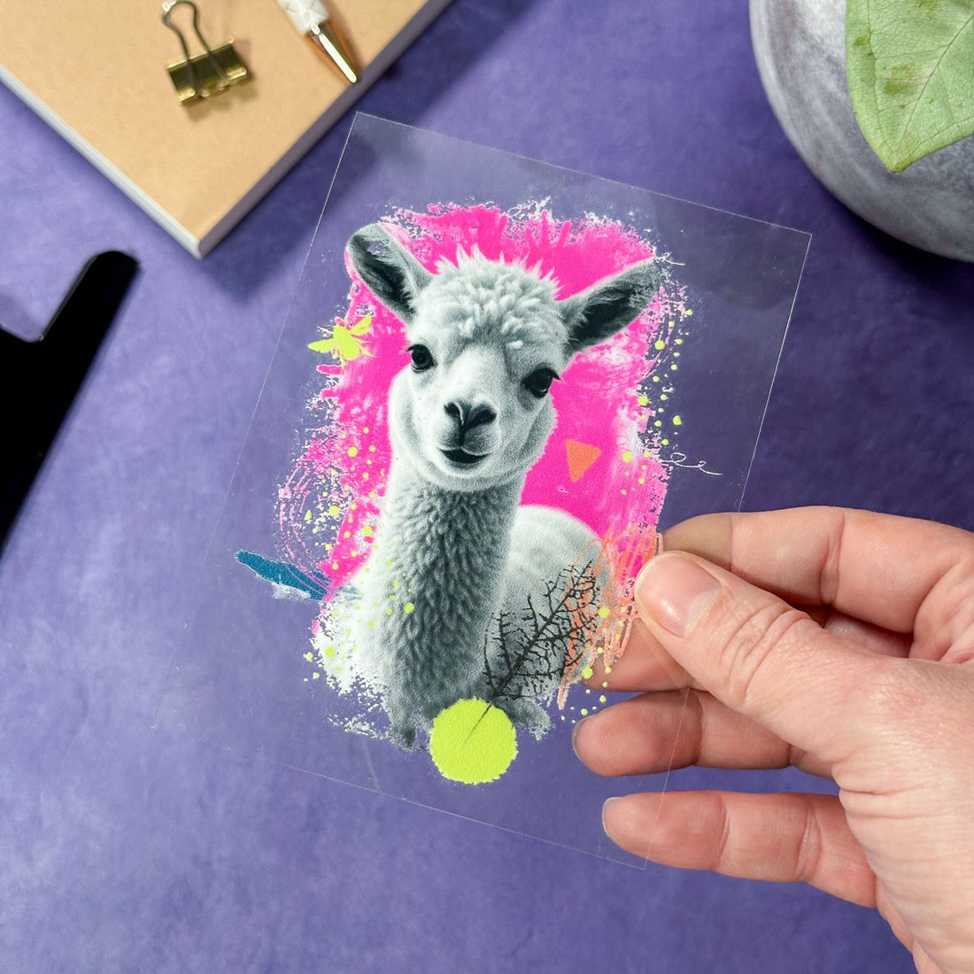 Randlose Aufkleber Lama für Kinder