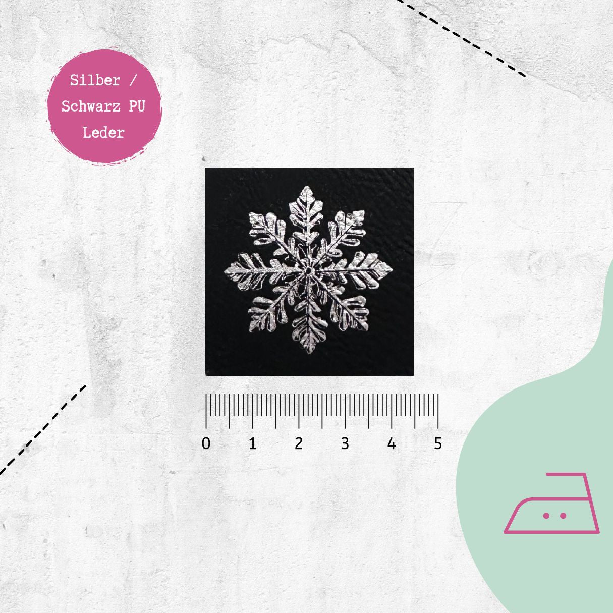 Kunstlederlabel &quot;Schneeflocke&quot; zum Aufbügeln | X-Mas Special