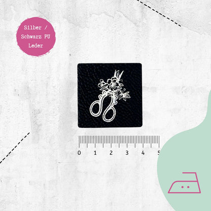 Kunstlederlabel &quot;Schneiderschere&quot; zum Aufbügeln
