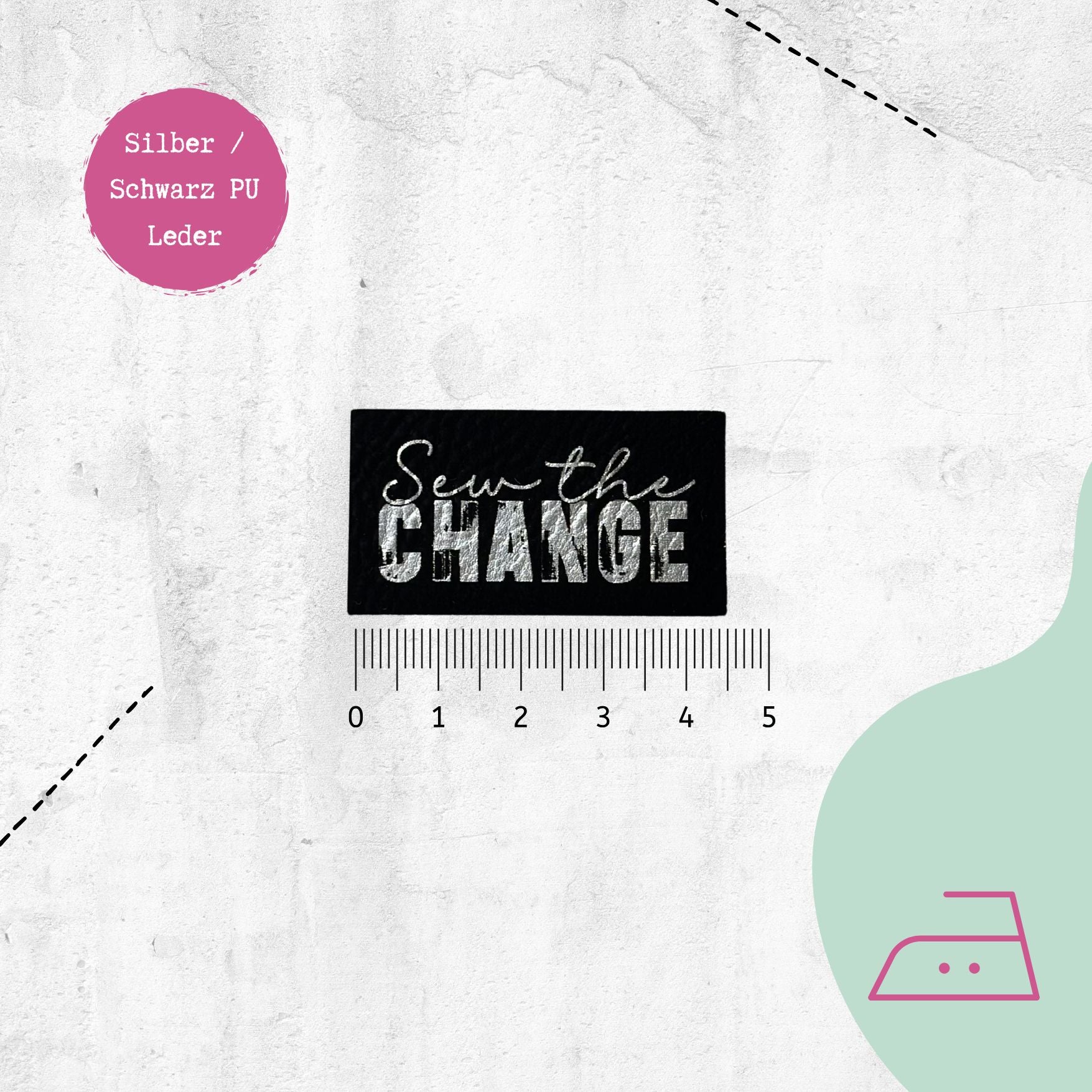 Kunstlederlabel "sew the change" zum Aufbügeln