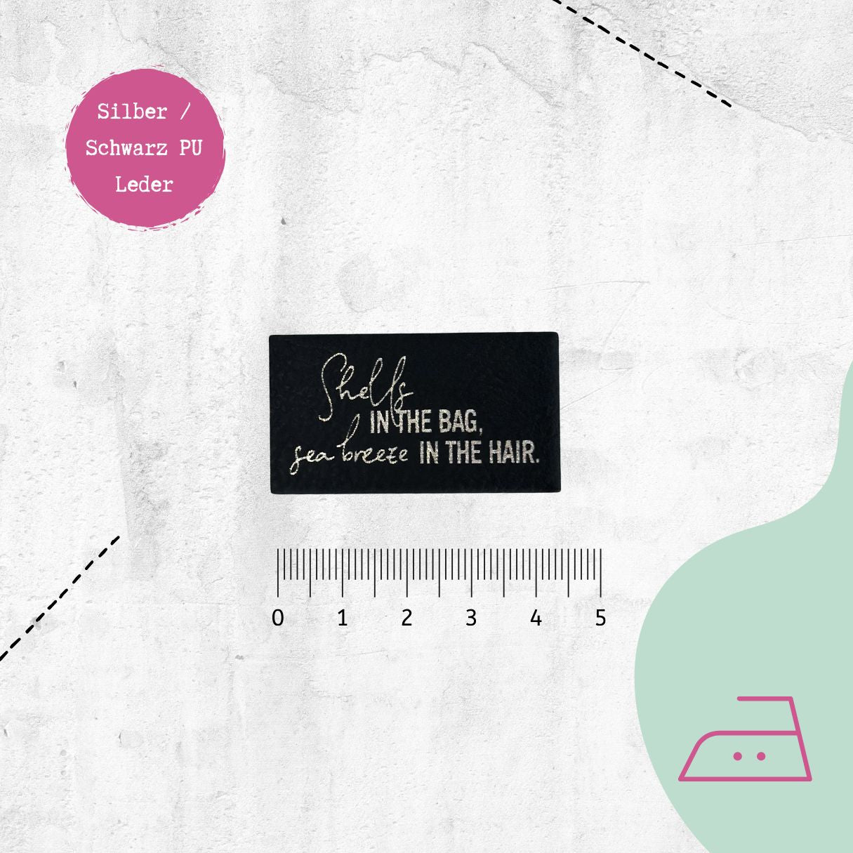 Kunstlederlabel "Shells in the bag" zum Aufbügeln