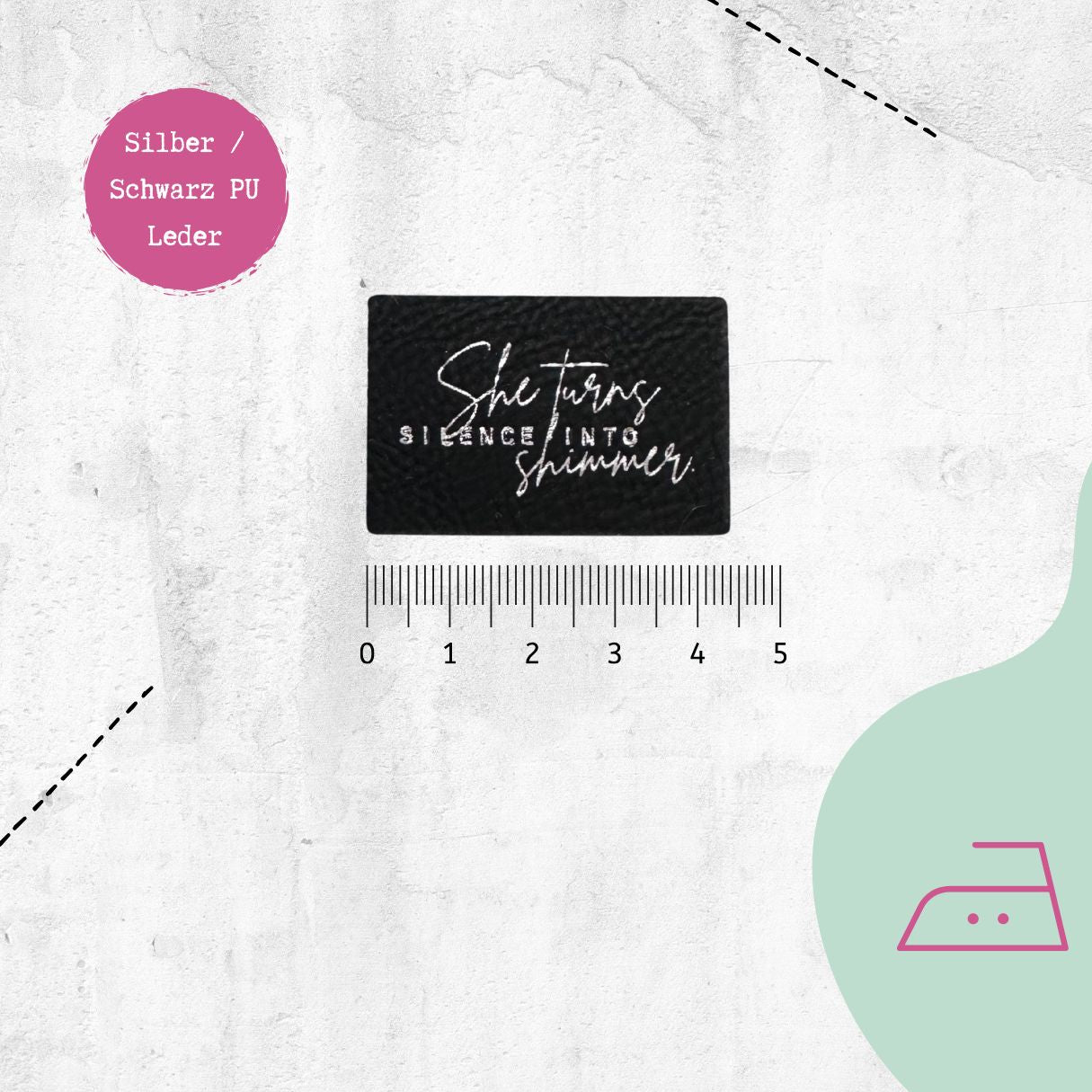 Kunstlederlabel &quot;Silence Shimmer&quot; zum Aufbügeln | Pocket Stories