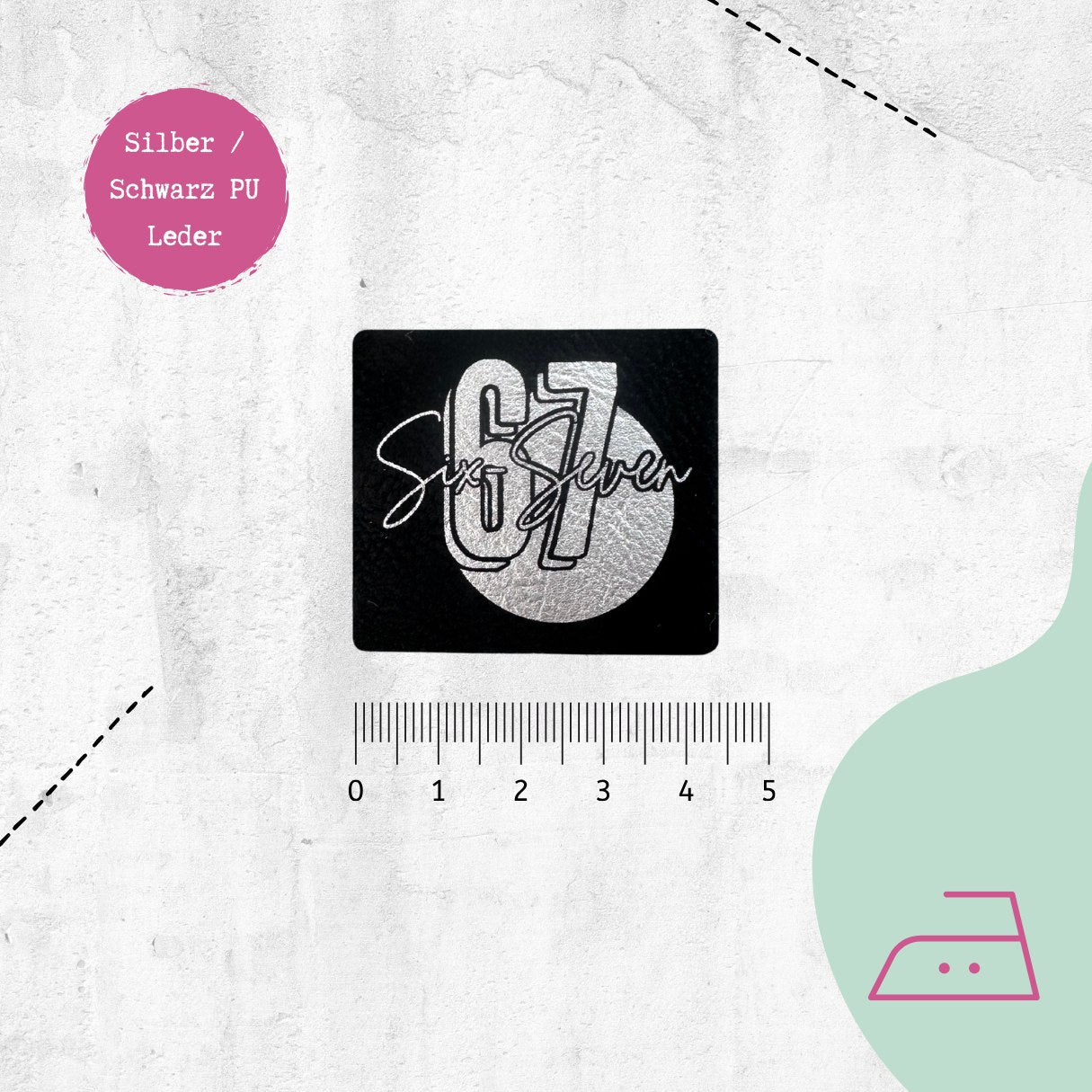 Kunstlederlabel &quot;Six-Seven&quot; zum Aufbügeln