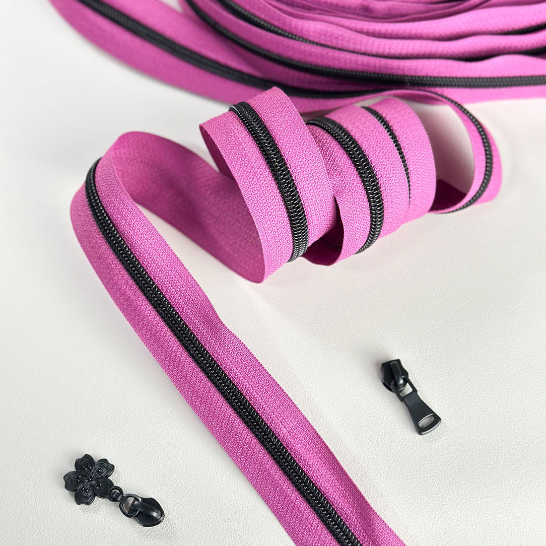 Reißverschluss Endlos Hot Pink - Schwarz