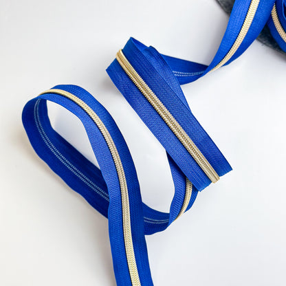 Reißverschluss Endlos Royal Blue Gold