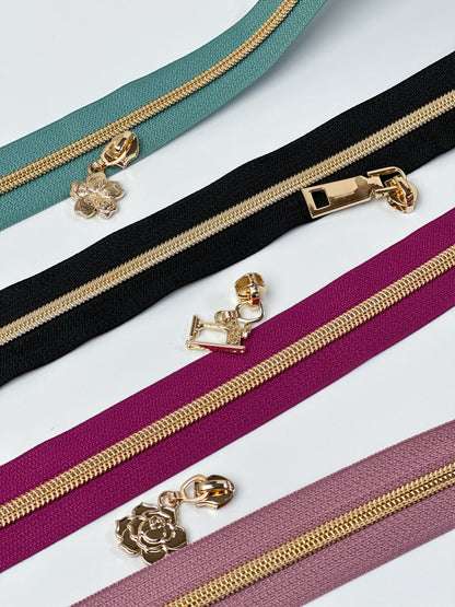 Reißverschluss Endlos Pure Black Gold